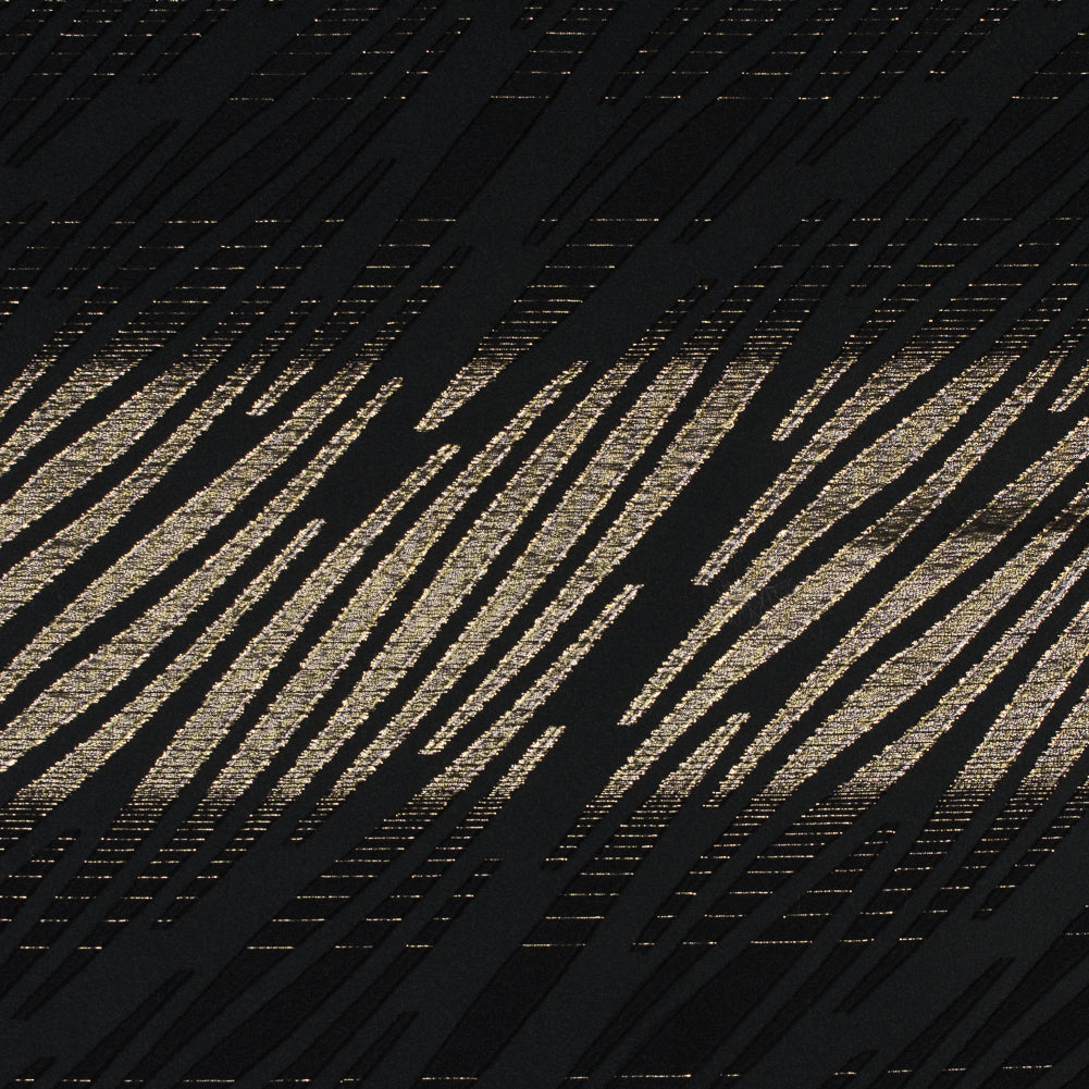 Black and Metallic Gold Luxury Tiger Striped Burnout Brocade - Joann Fabrics