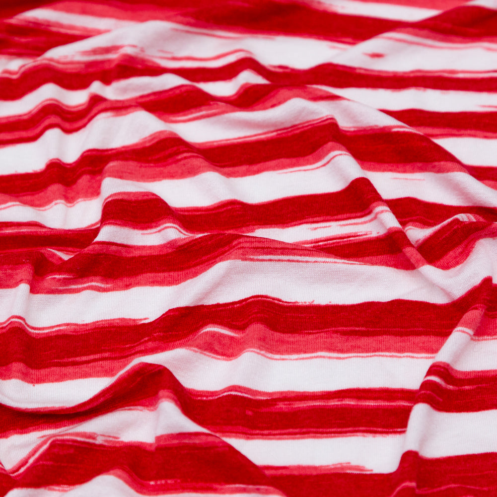 Virtual Pink and White Organically Striped Rayon Jersey - Joann Fabrics