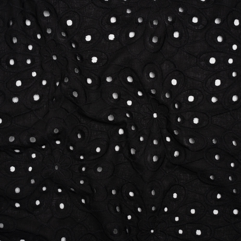 Cotton Embroidered and Eyelet Woven - Black Floral - Designer Deadstock - Joann Fabrics