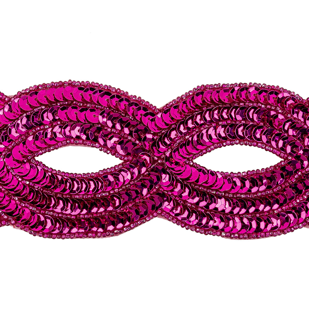 Vintage Fuchsia Sequins and Beaded Figure Eight Applique - 11