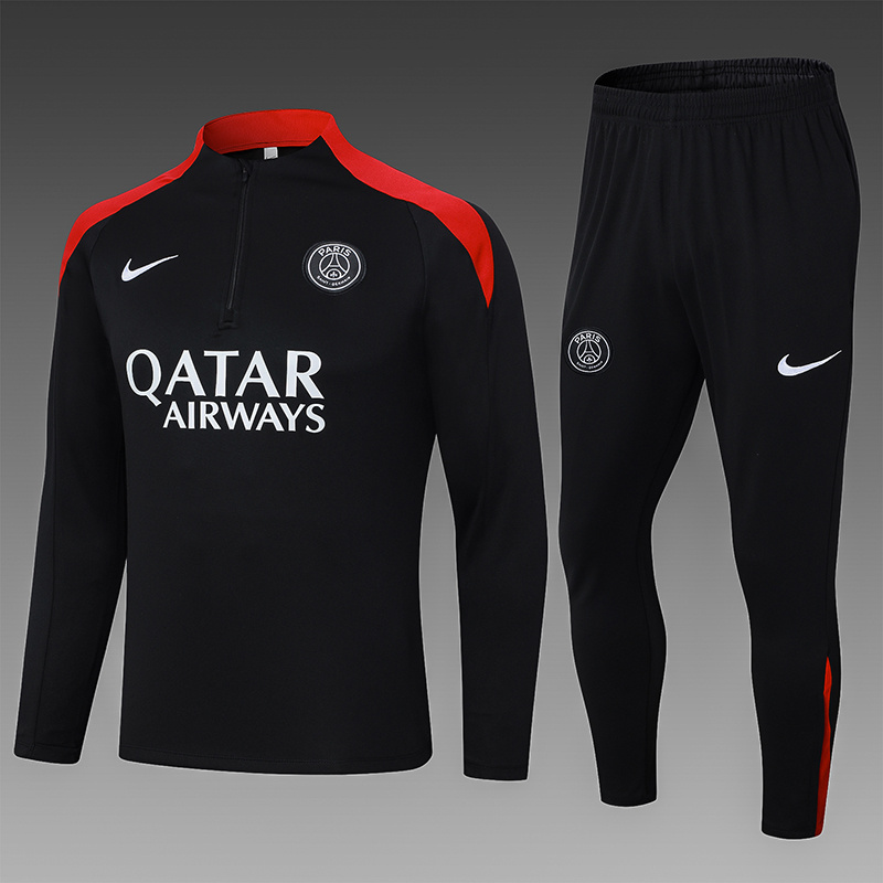 2024/2025 Psg Paris Saint-Germain Half-Pull Training Suit Black Set