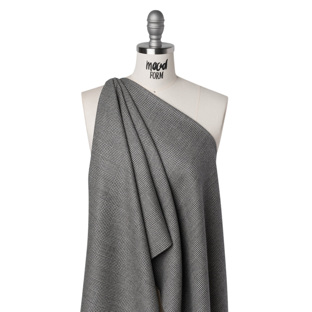 Brushed Virgin Merino Wool Twill - Black and White Glen Plaid - Joann Fabrics