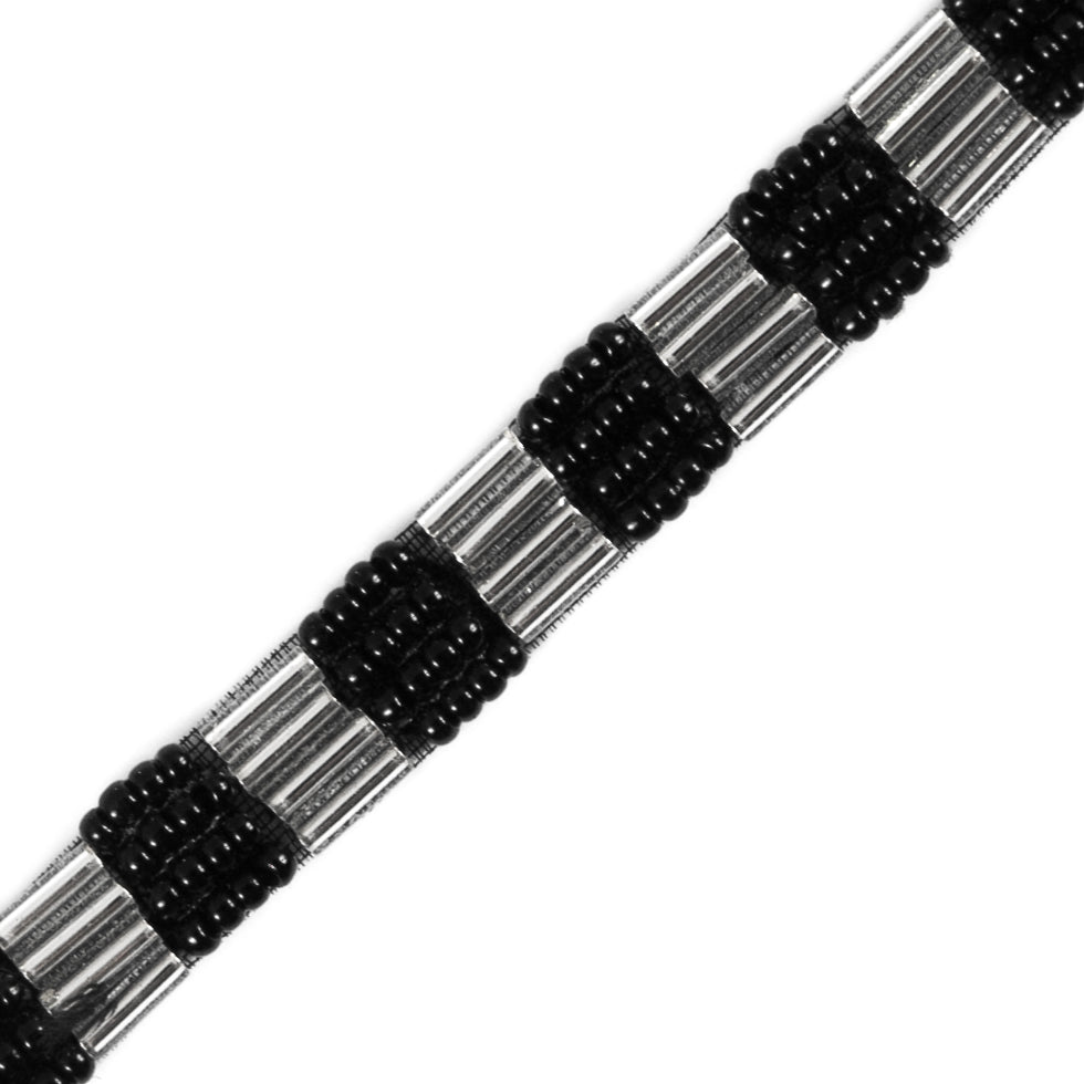 Black/Silver Beaded Trim - 0.25