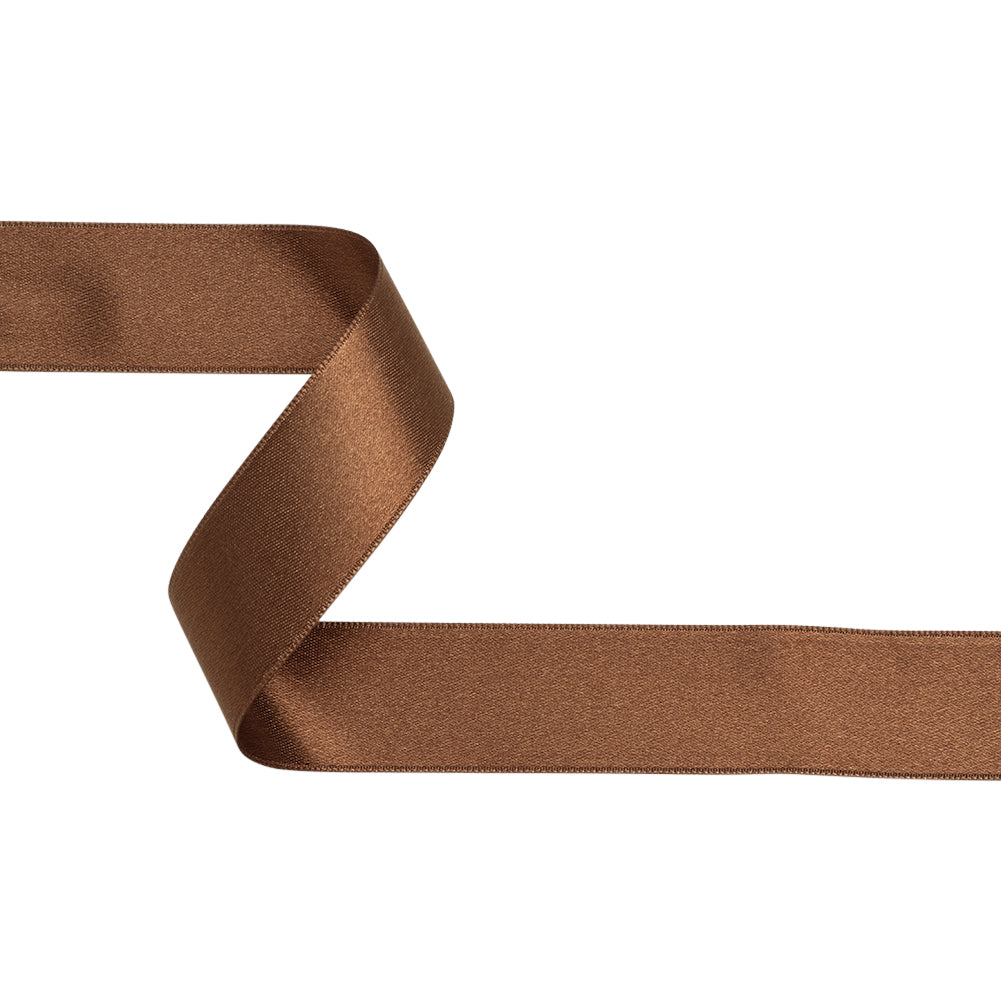 Brown Double Face French Satin Ribbon - 1