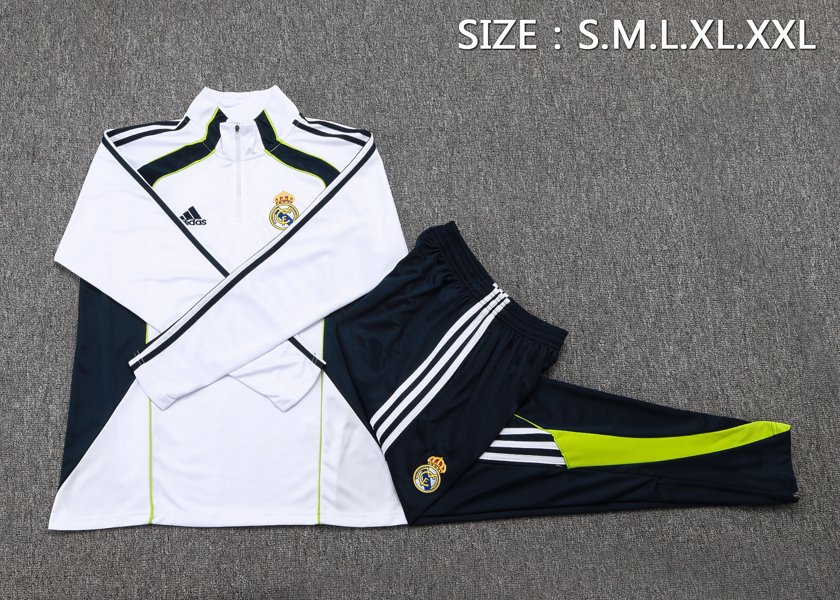 2025-2026 Real Madrid Retro White Half-Pull Training Suit Football Shirt 1:1 Thai Quality Set 01