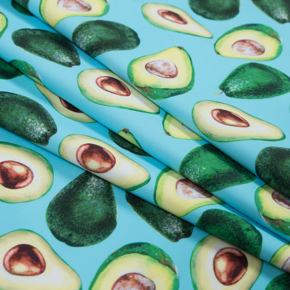 Compression Swimwear Tricot, UV Protective with Aloe Vera Microcapsules - Aqua Avocados - Caye Collection - Joann Fabrics
