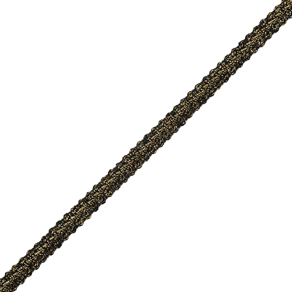 Metallic Gold and Black Braided Cord - 0.5