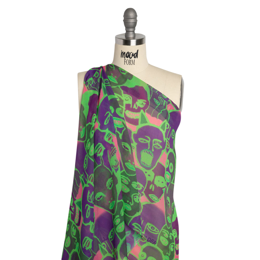 Mood Exclusive Neon Green Nefarious Fiends Viscose Chiffon - Joann Fabrics
