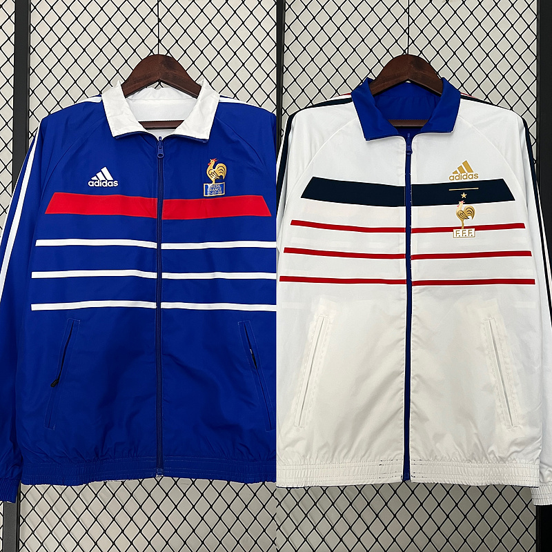 2024 France  (White-Blue) Reversible Windbreaker Soccer Jersey 1:1 Thai Quality
