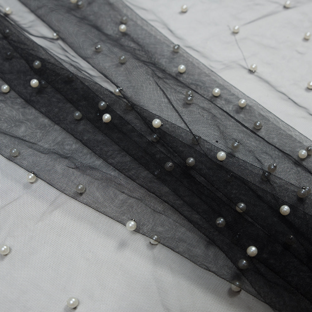 Beaded Tulle - Black - Sylvie Collection - Joann Fabrics