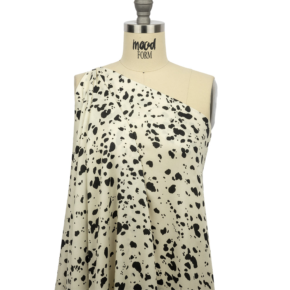 Rayon Challis - Black and White Dalmatian Spots - Fire Dogs Print - Mood Exclusive Metro Collection - Joann Fabrics