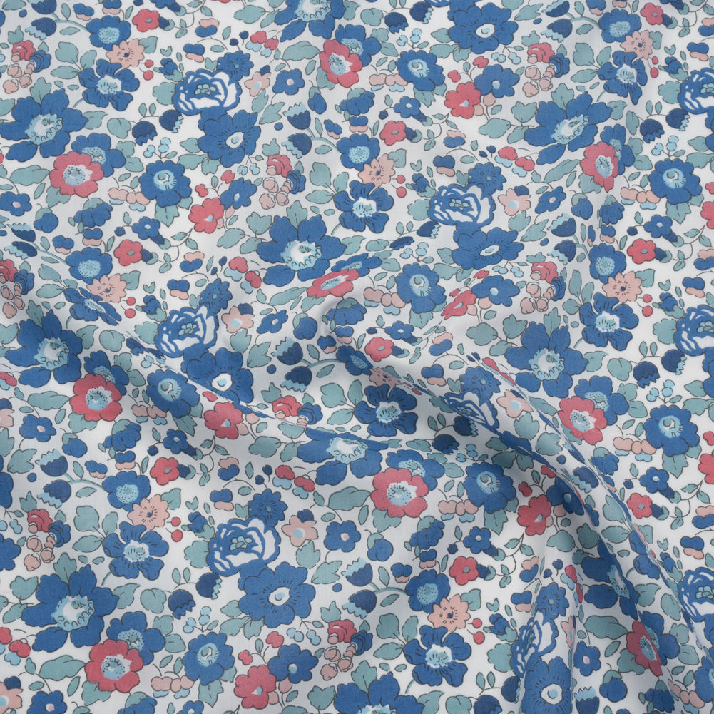 Liberty Fabrics Tana Lawn® - Betsy Blue - Country Blue, Pink and Baby Blue Floral - Joann Fabrics