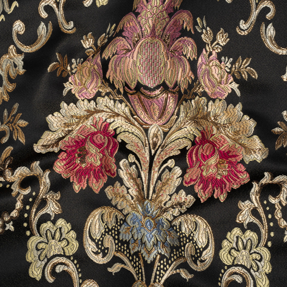 Yaya Han Metallic Polyester Brocade - Black, Red and Sage Green Floral Damask - Cosplay Collection - Joann Fabrics