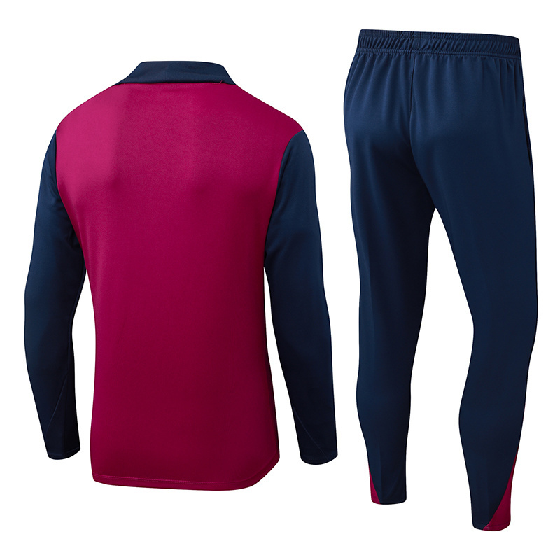 2025/2026 Barcelona Half-Pull Training Suit Rose Red Jersey 1:1 Thai Quality Set