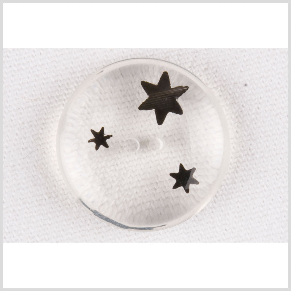 Plastic 2-Hole Button - 36L/23mm - Clear with Black 6-Point Stars - Joann Fabrics