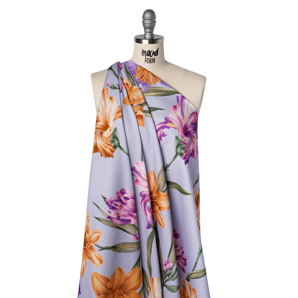 Brushed Cotton Woven - Burnt Orange, Purple and Lavender Big Lilies - Mood Exclusive Language of Lilies Print - Joann Fabrics