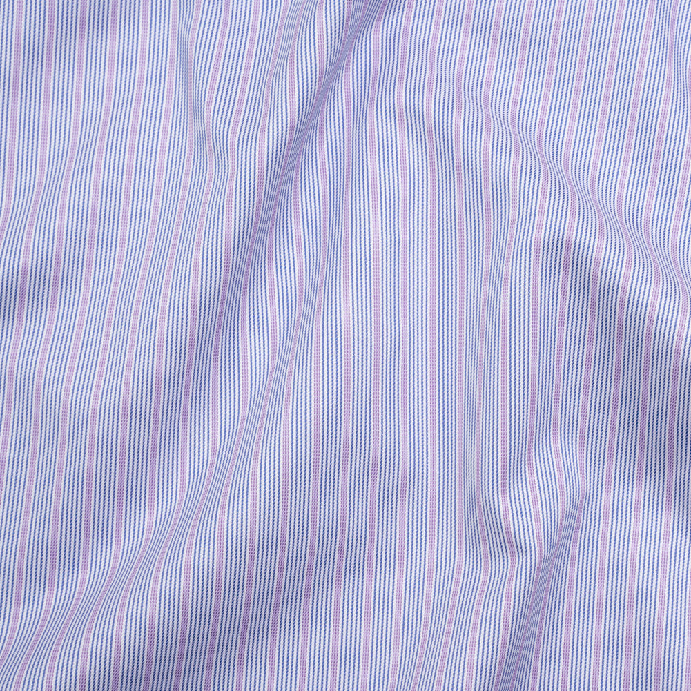 Cotton Twill Shirting - Dark Blue, Lavender and White Stripes - Deadstock - Joann Fabrics
