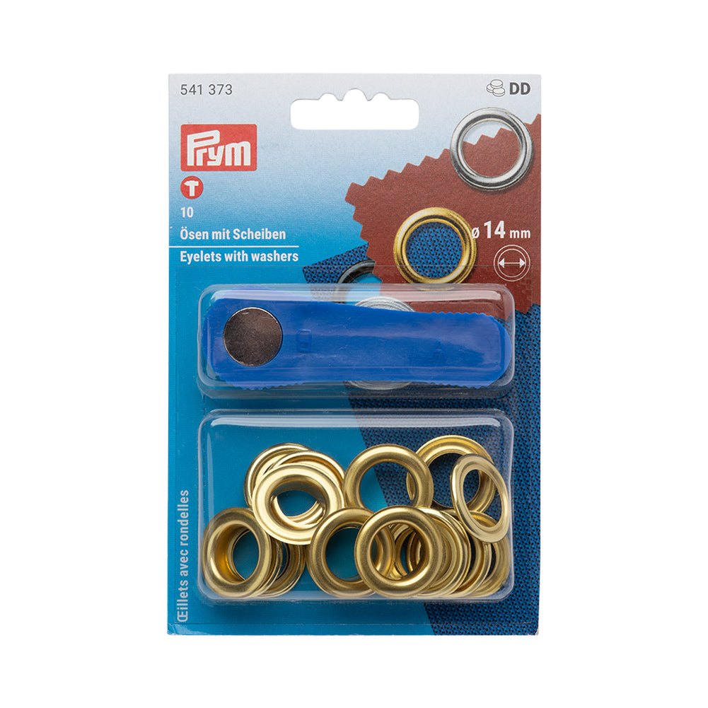 Prym Eyelets with Washers and Tools - Gold 14mm - 10pc - Joann Fabrics