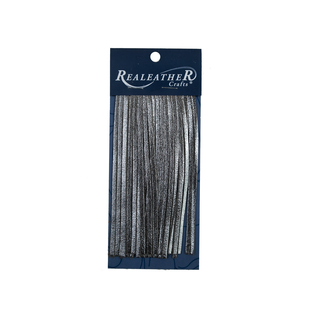 Realeather Metallic Silver Deerskin Fringe Trim - 6