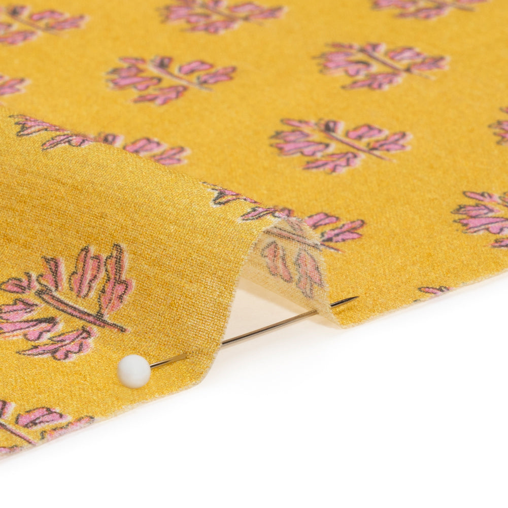 Crinkled Cotton Gauzy Woven Print - Yellow and Pink Leaves - Mood Exclusive Fields of Gold - Joann Fabrics