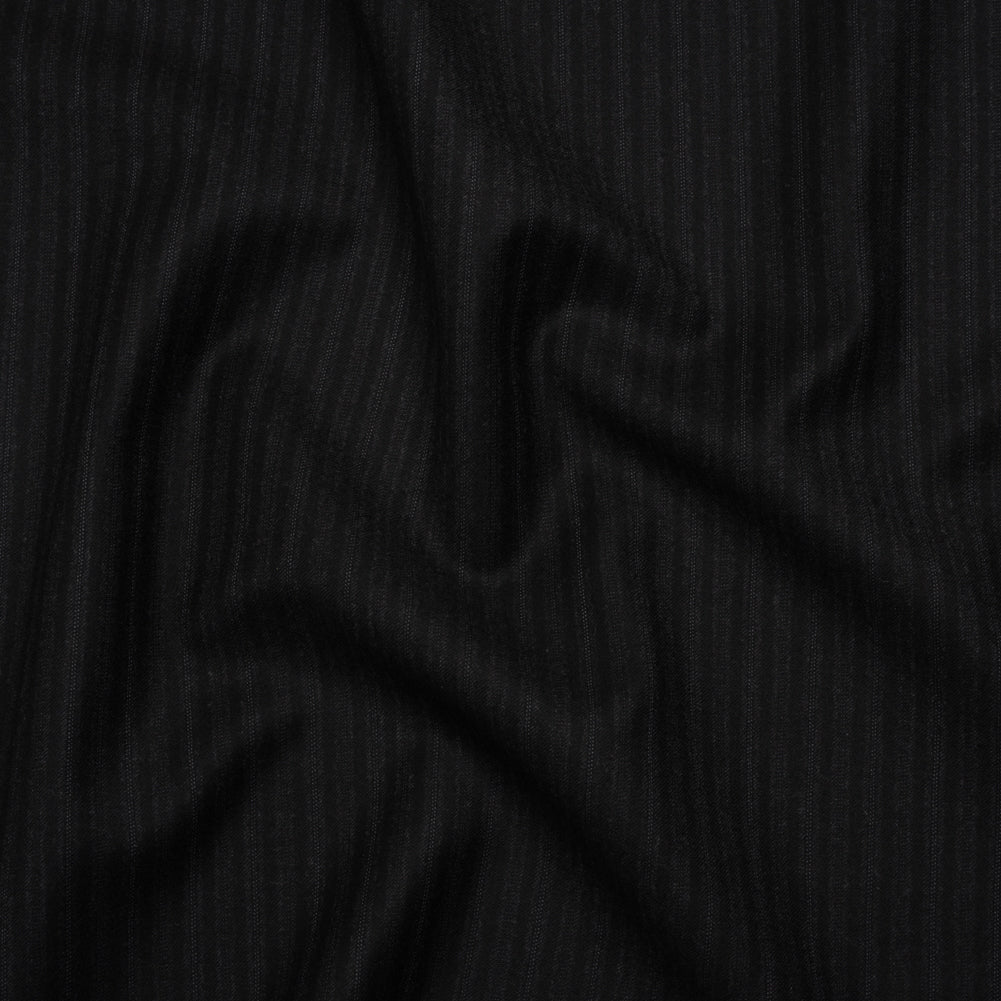Super 130 Wool Suiting Made in Italy - Black and Charcoal Ticking Stripes - Deadstock - Joann Fabrics