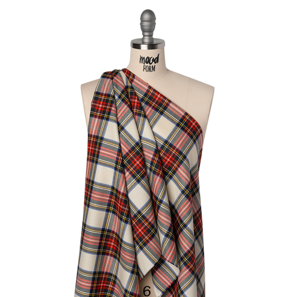 Virgin Wool Twill Made in Italy - White, Red and Blue Plaid - Joann Fabrics