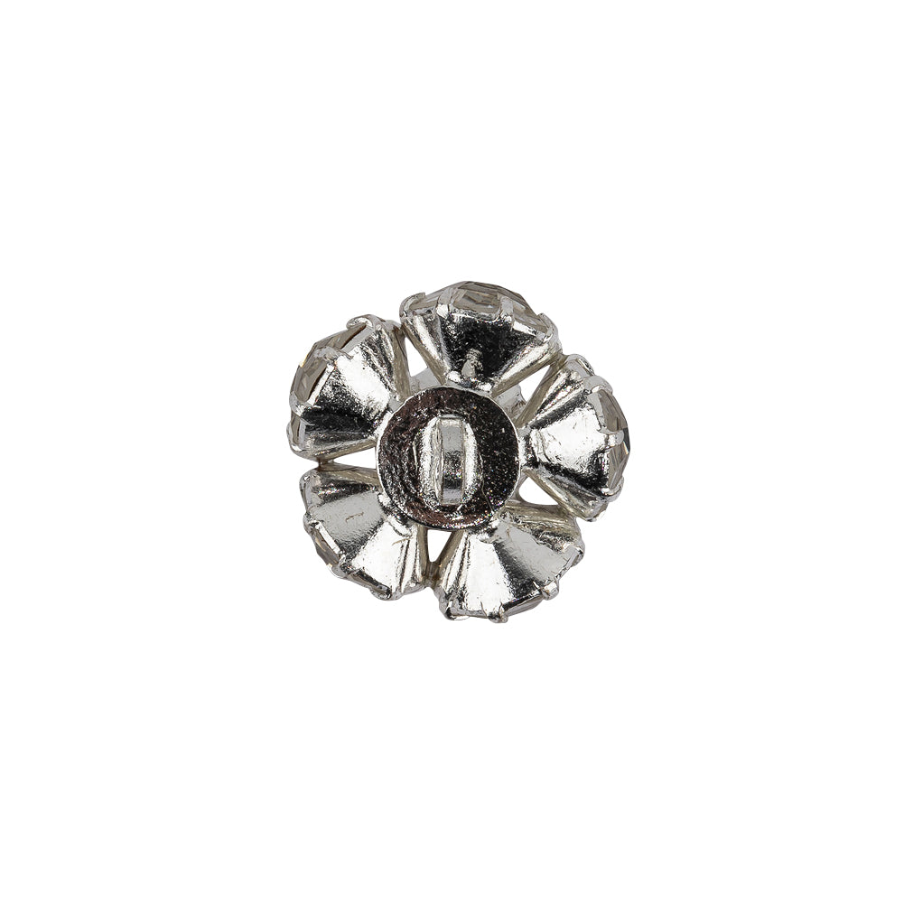 Vintage Swarovski Crystal Rhinestones and Silver Metal Floral Shank Back Button - 25L/16mm - Joann Fabrics