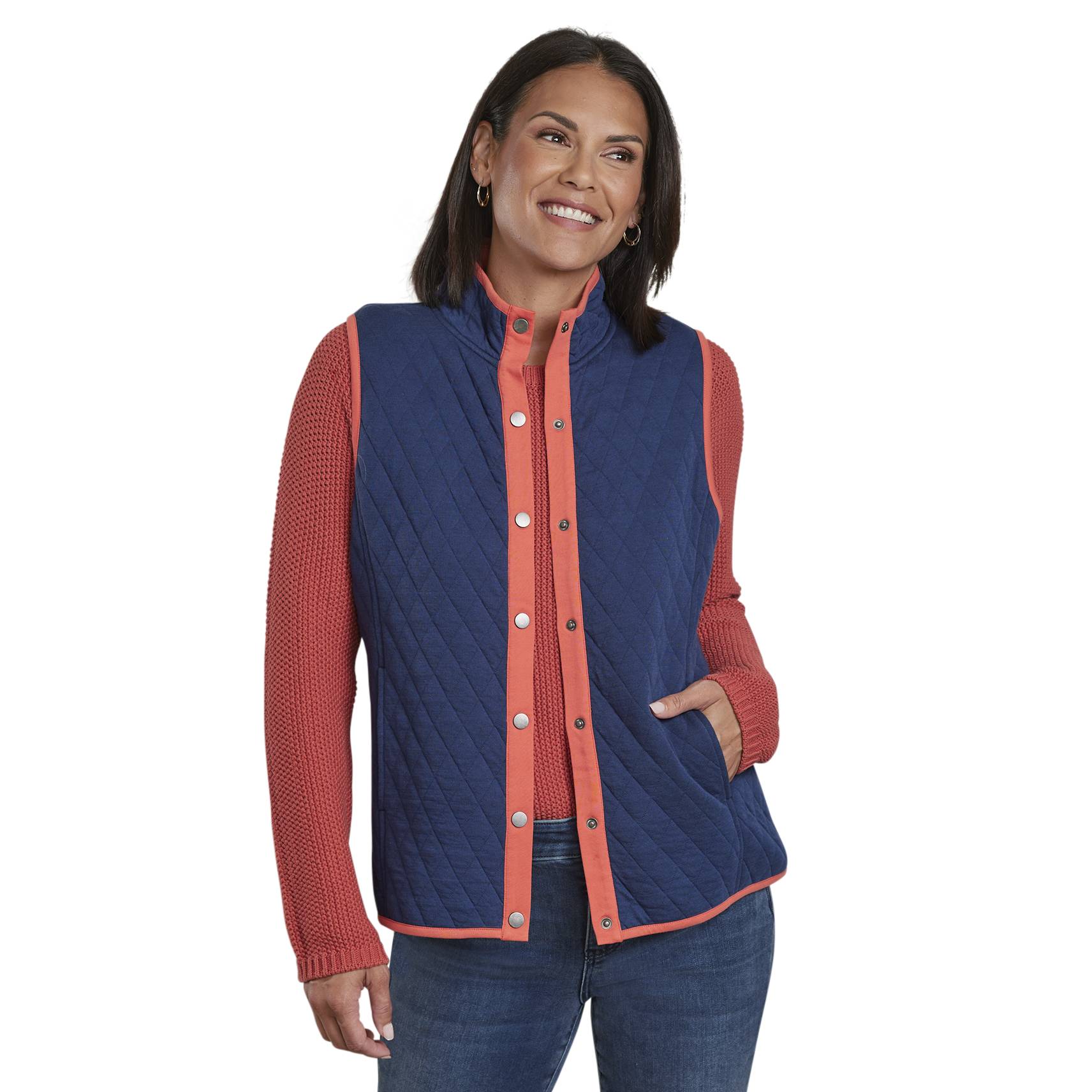Two-Tone Quilted Vest, Snap Front, Onseam Pockets - Northstyle Catalog