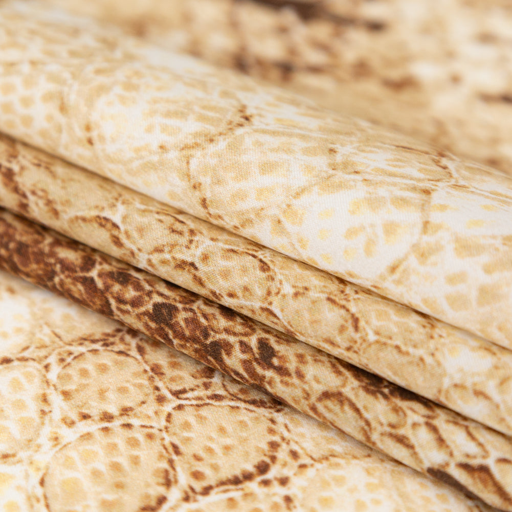 Mood Exclusive Italian Frozen Dew and Brown Python Printed Silk Charmeuse - Joann Fabrics