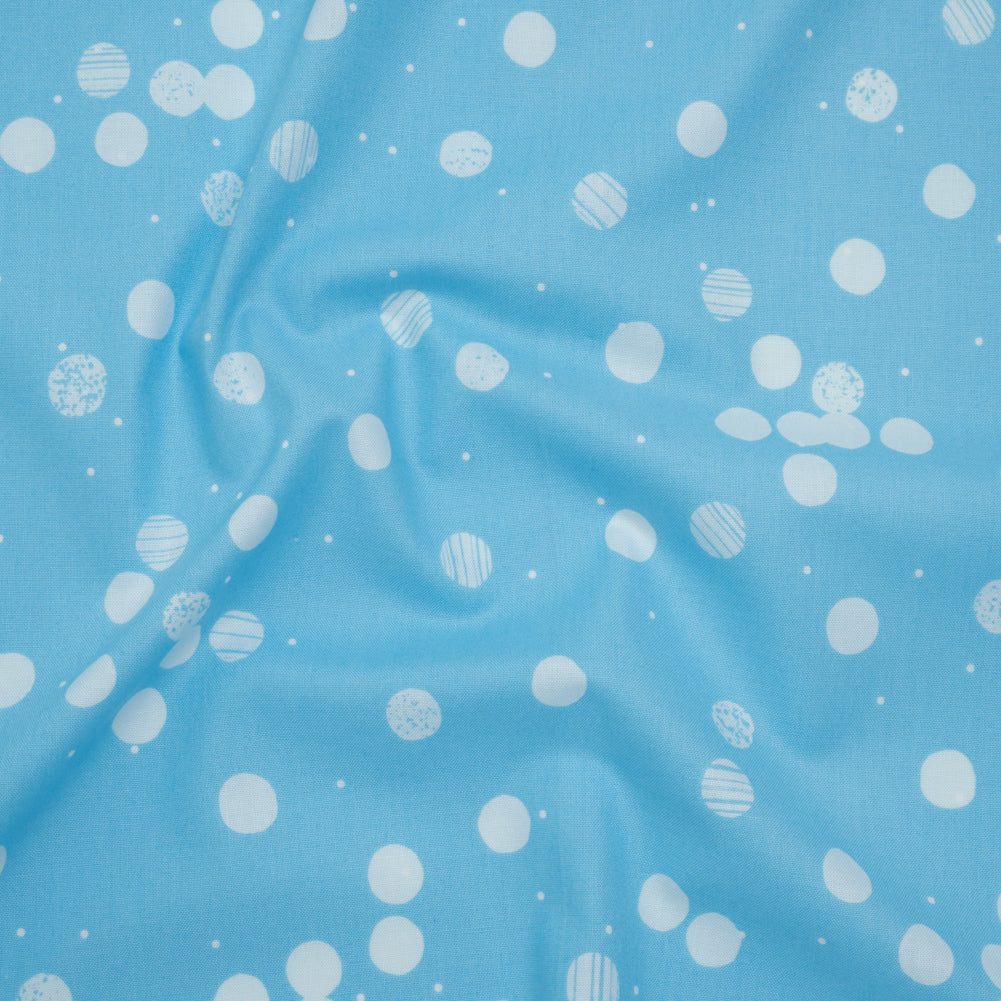 Printed Quilting Cotton by Ghazal Razavi for FIGO Studio - Blue Snow Textured Circles and Spots - Seasons Basics Collection - Joann Fabrics