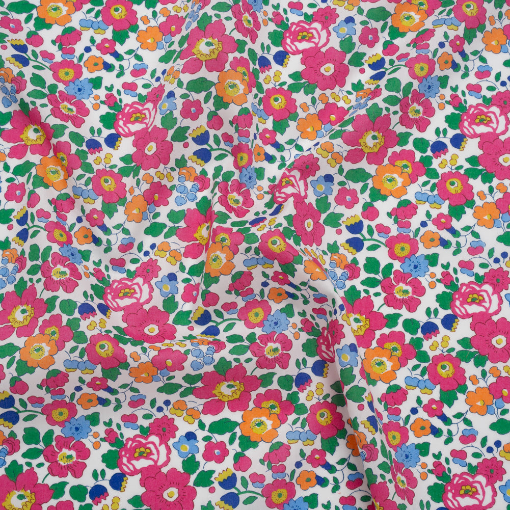 Liberty Fabrics Tana Lawn® - Betsy Pink - Bright Pink, Blue and Kelly Green Floral - Joann Fabrics