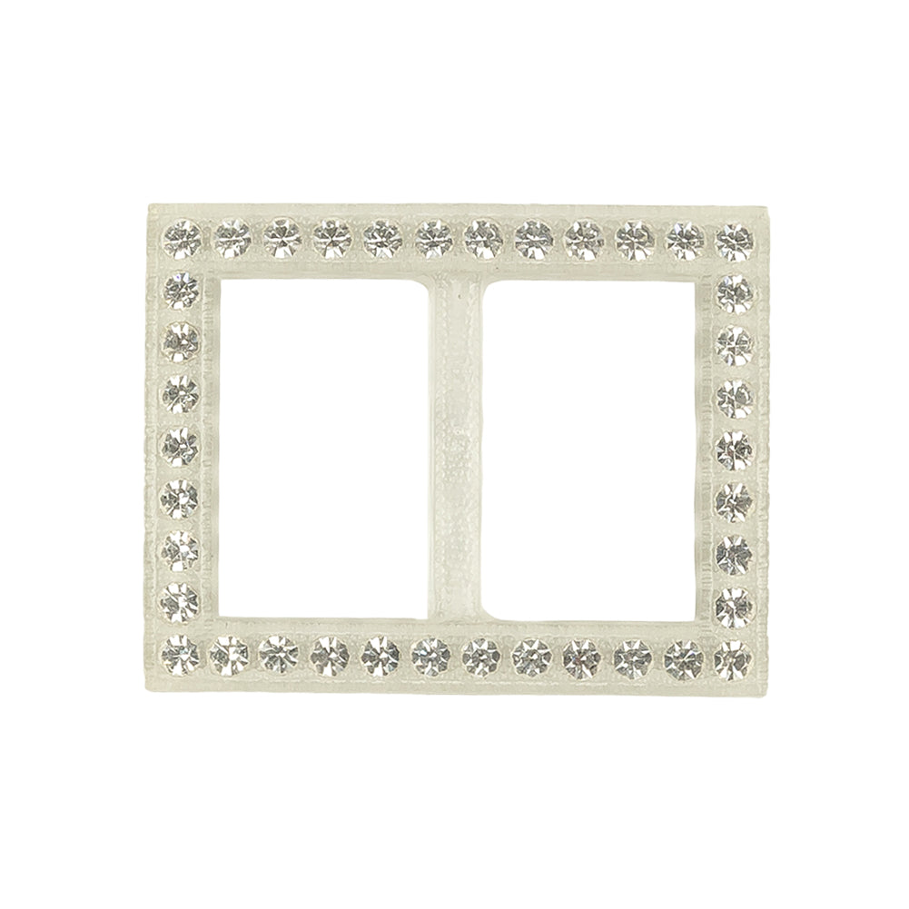 Vintage Crystal Rhinestones and Clear Rectangular Plastic Slider - 1.375