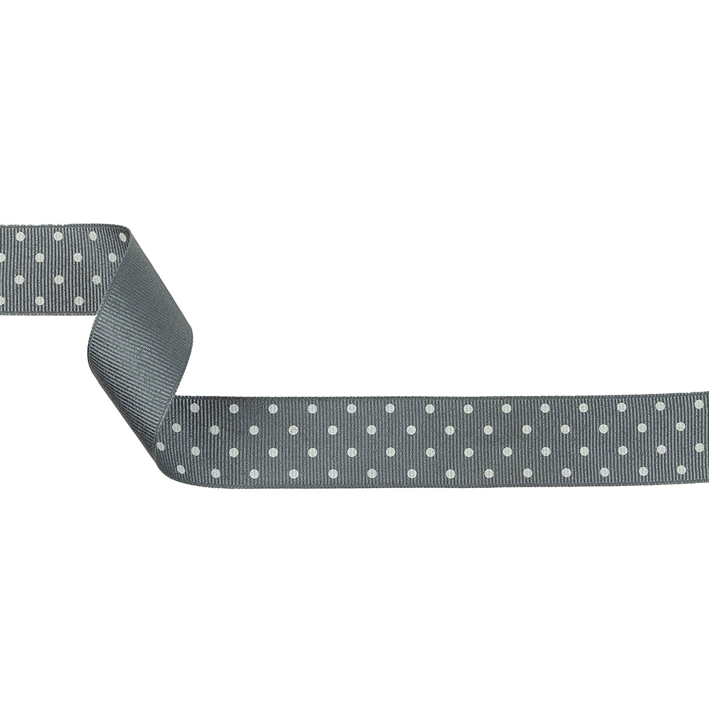 Sedona Sage and White Polka Dots Grosgrain Ribbon - 1