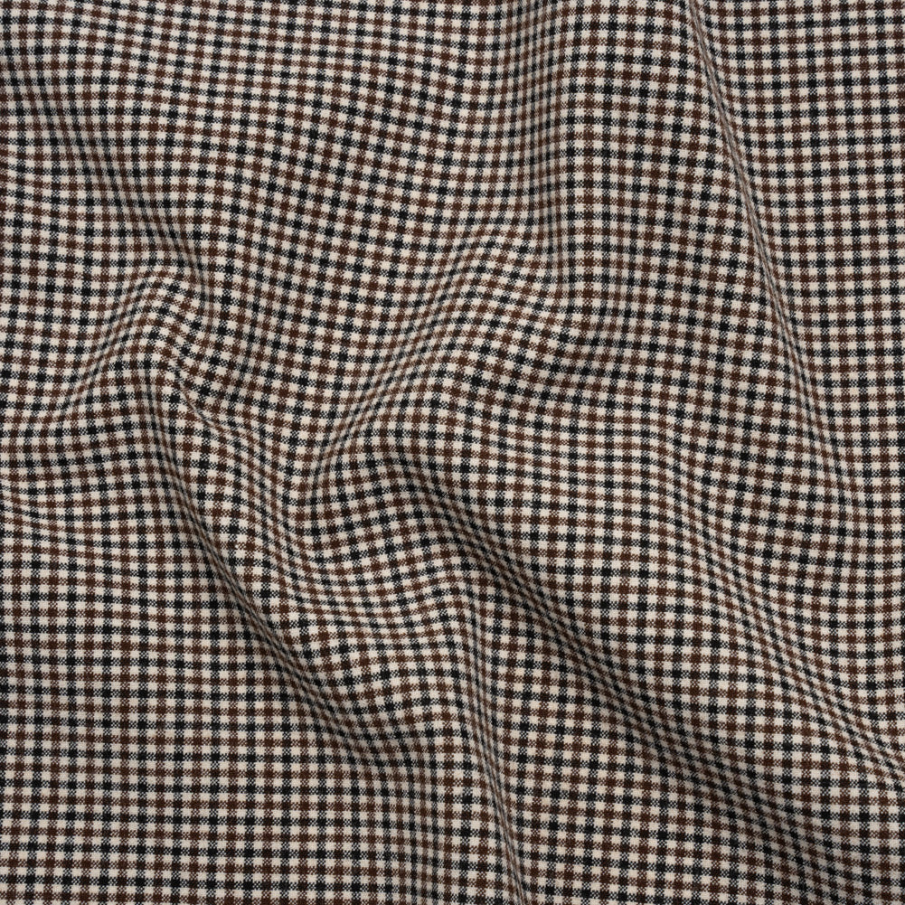 Stretch Viscose and Polyester Suiting - Black, Brown and White Tattersall Check - Designer Deadstock - Joann Fabrics