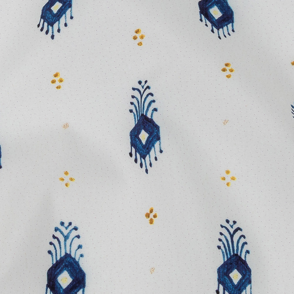 Mood Exclusive White Evil Eye Stretch Cotton Poplin - Joann Fabrics