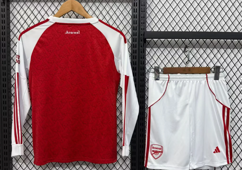 2025/2026 Long Sleeve Arsenal Football Home Shirt 1:1 Thai Quality Kids Size