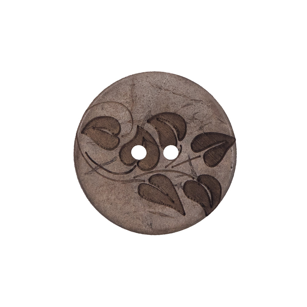 Italian Brown Leafy Etched Coconut Button - 36L/23mm - Joann Fabrics