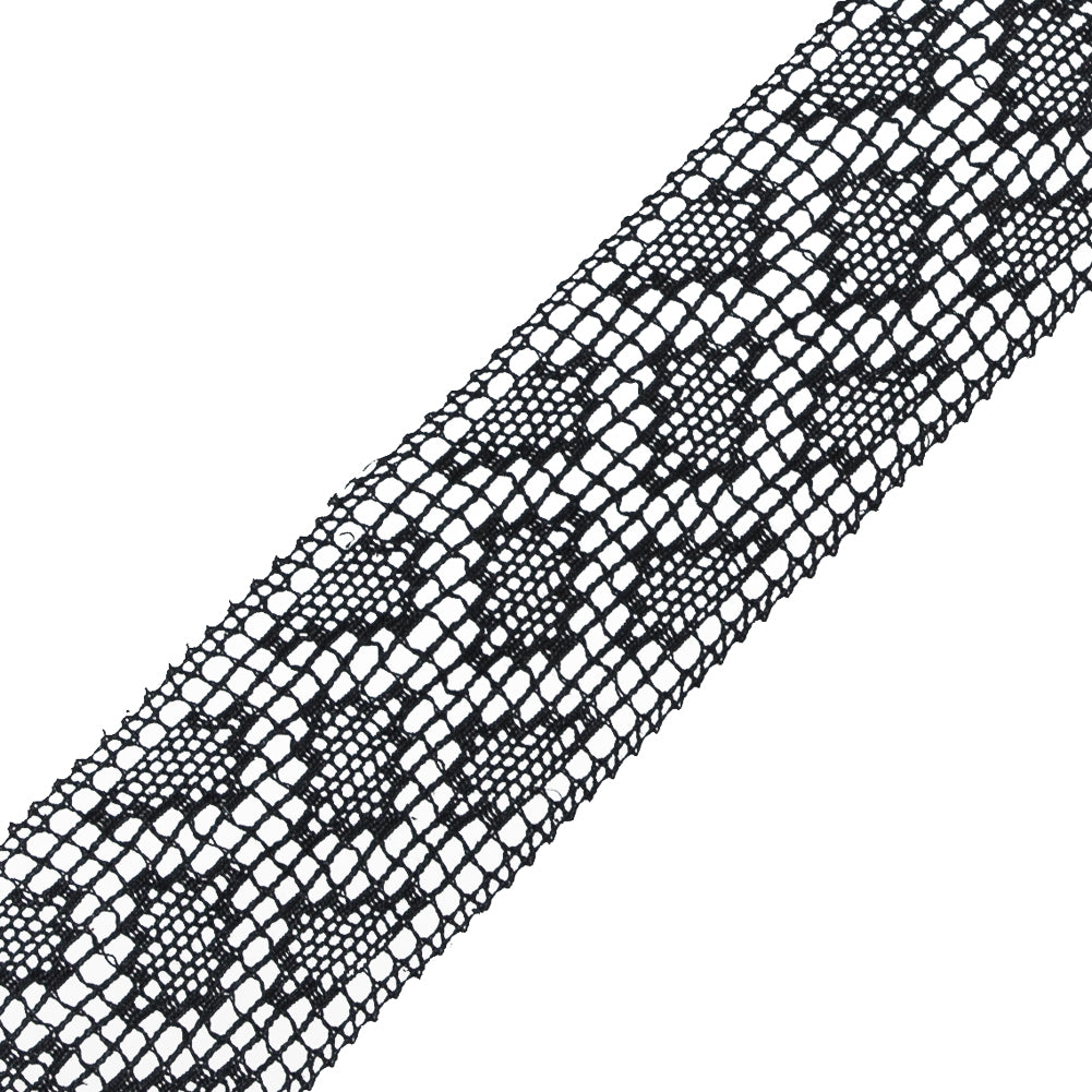 Black European Cotton Crochet Lace Trim - 1