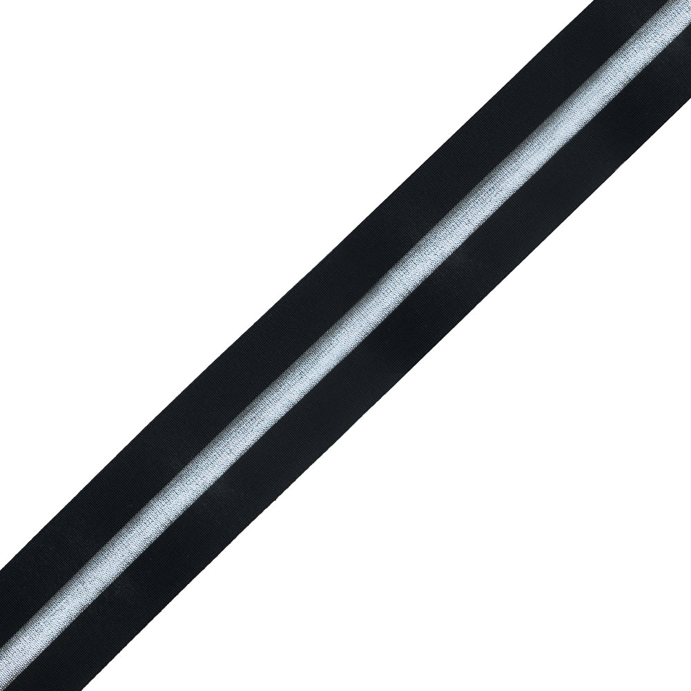 Italian Black and Metallic Silver Elastic Trim - 1.5