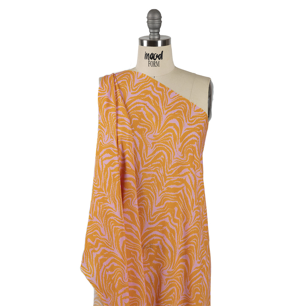 Sustainable Viscose Crepe - Pink and Orange Animal Stripes - Saffron River Print - Mood Exclusive Gisele Collection - Joann Fabrics