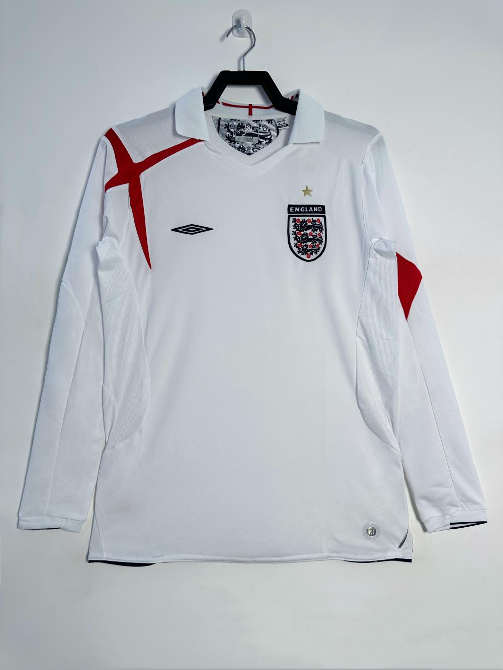 2006 Retro Long Sleeve England Home Soccer Jersey 1:1 Thai Quality