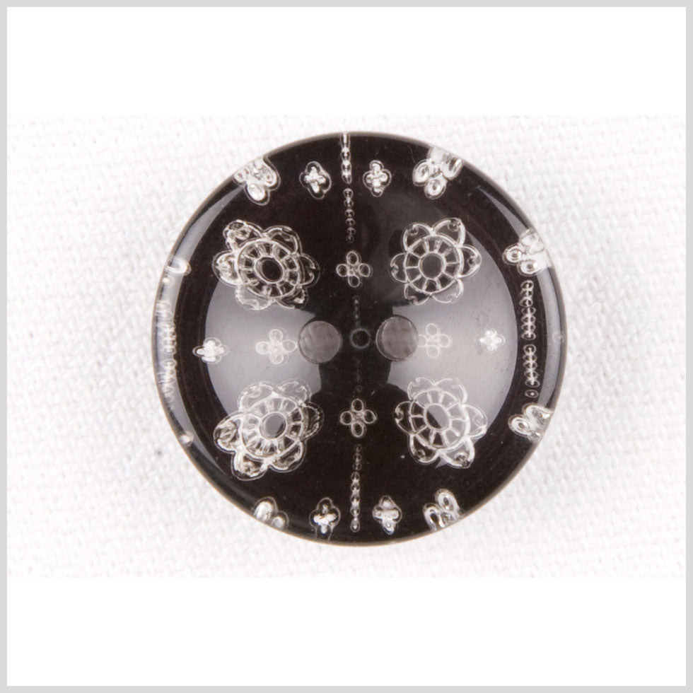 Plastic 2-Hole Button - 36L/23mm - Black and Clear Little Flowers - Joann Fabrics