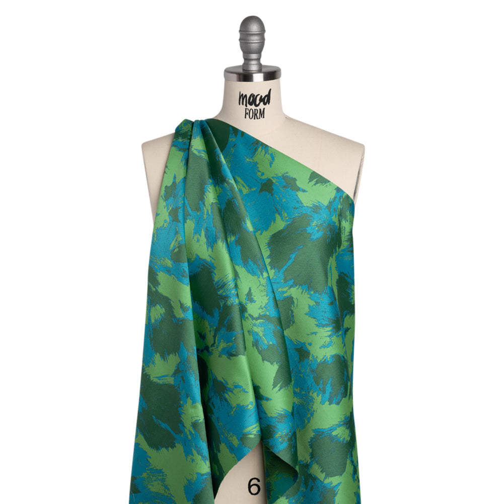 Luxury Polyester Brocade - Cerulean Blue, Summer Green, and Forest Abstract Brushstrokes - Joann Fabrics