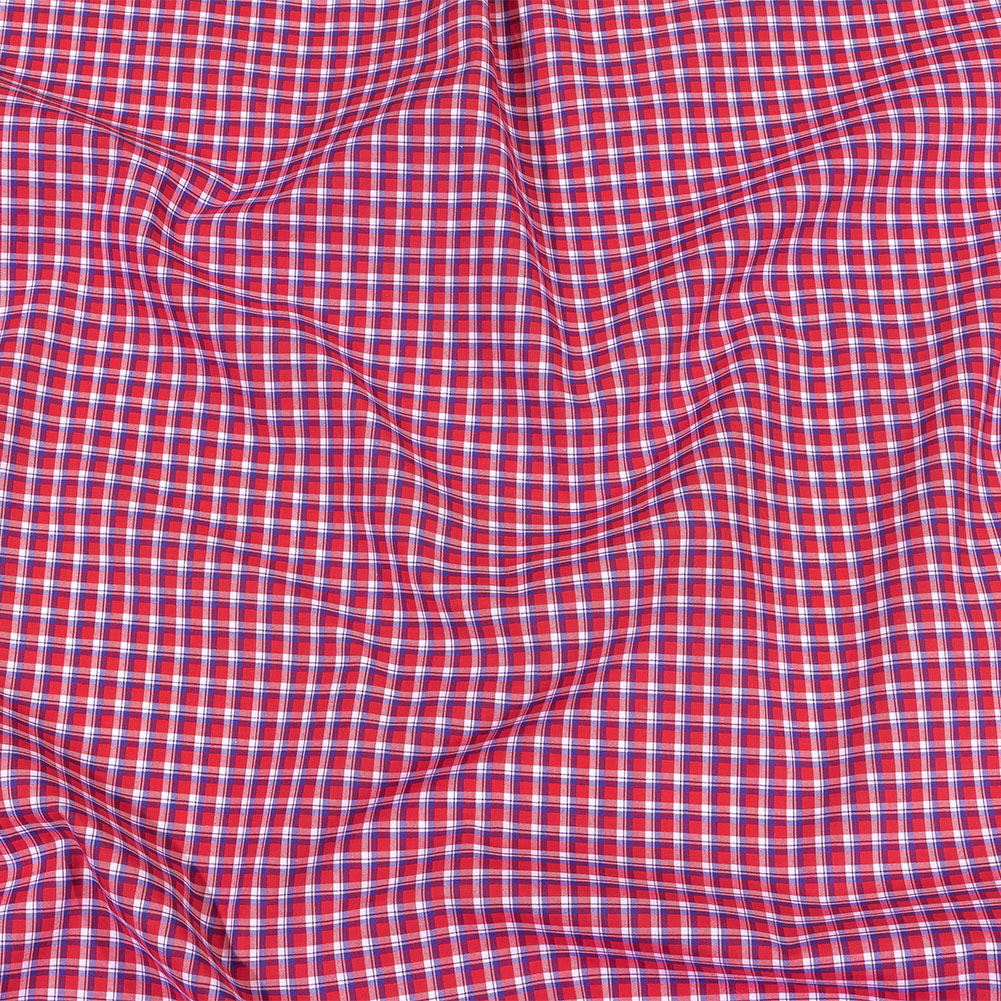 Balenciaga Italian Red, White and Blue Checks Cotton Shirting - Joann Fabrics