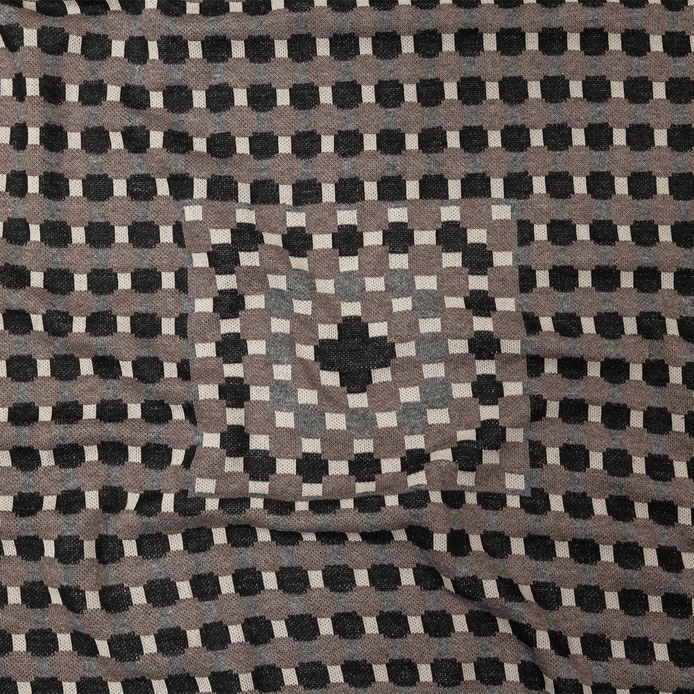 Brown, Black and Gray Squares and Plus Signs Cotton and Polyester Jacquard Knit Panel - Joann Fabrics
