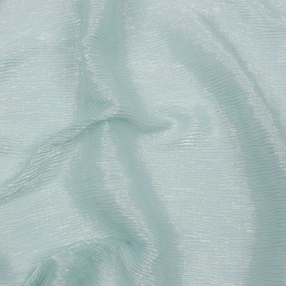 Polyester Chiffon Plisse with All-Over Foil - Baby Blue and Gold - Honey Collection - Joann Fabrics