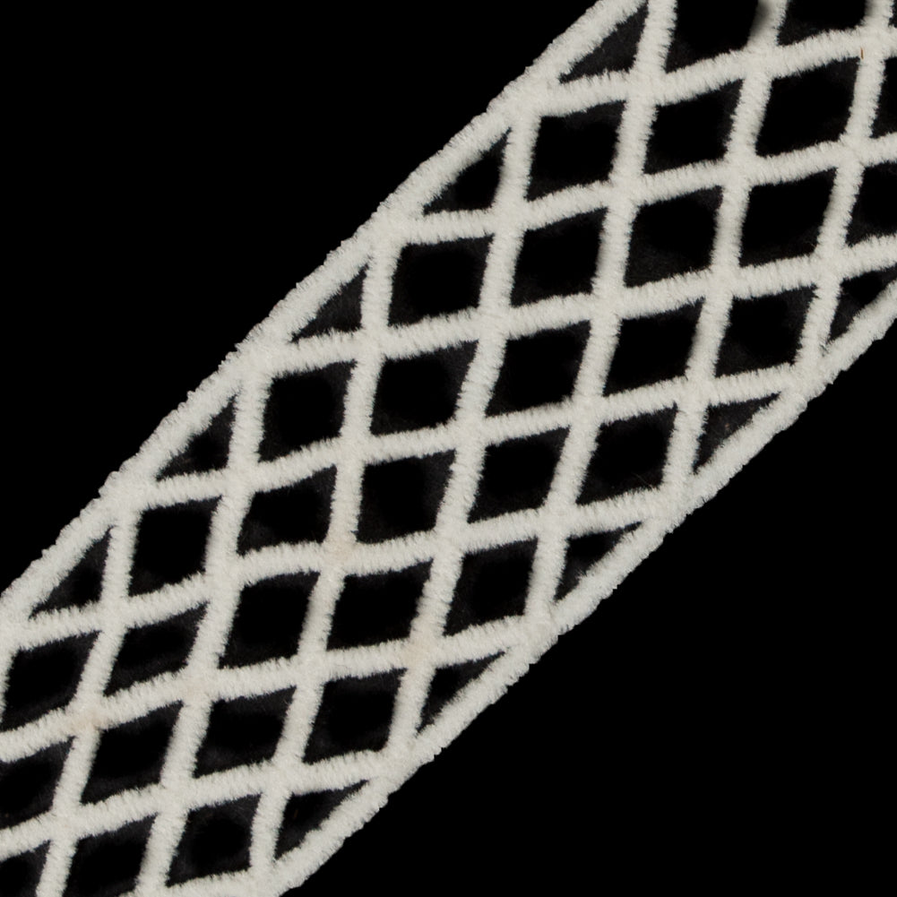 Off White Criss Cross Chenille Trim - 2