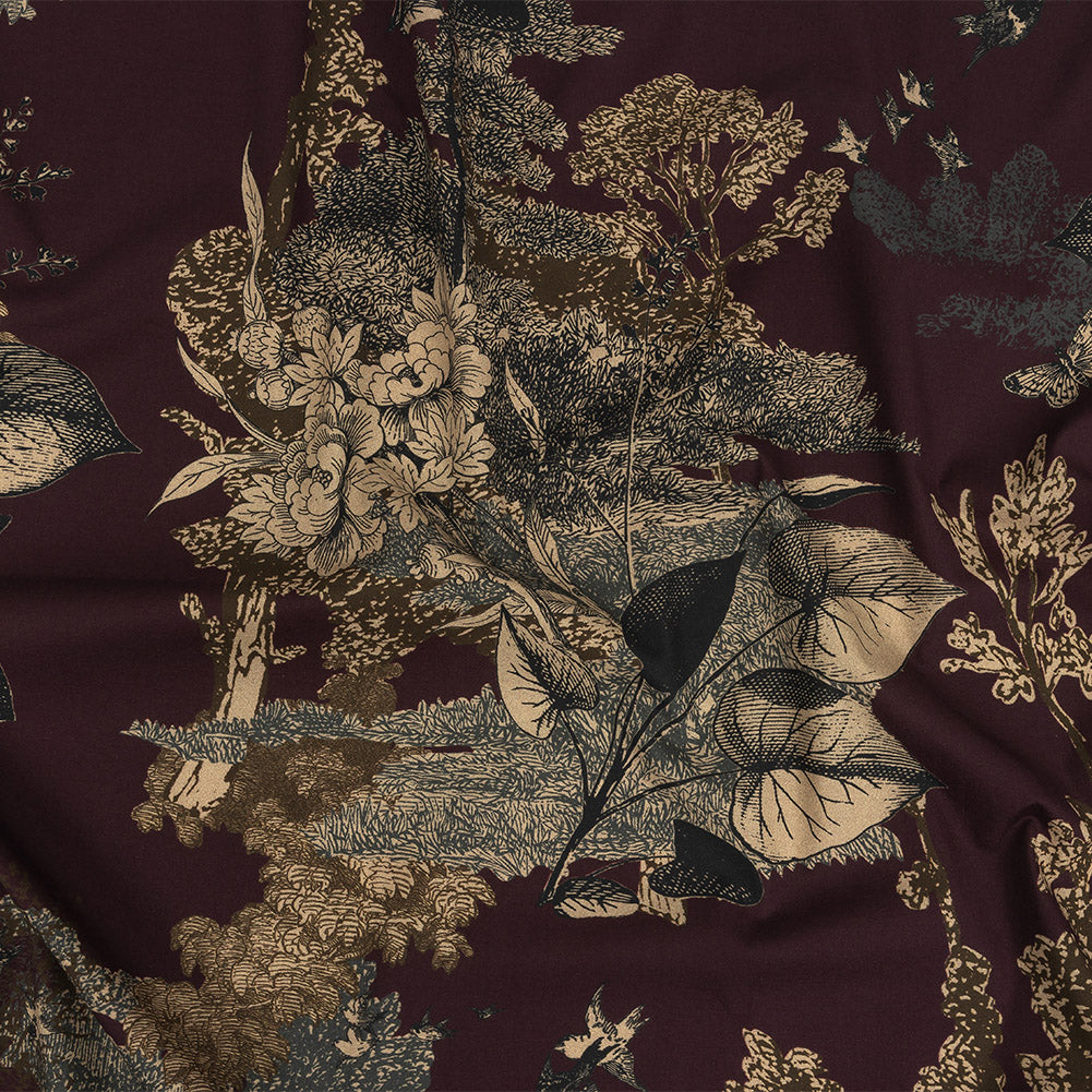 Mood Exclusive Burgundy Flying Home Stretch Cotton Poplin - Joann Fabrics