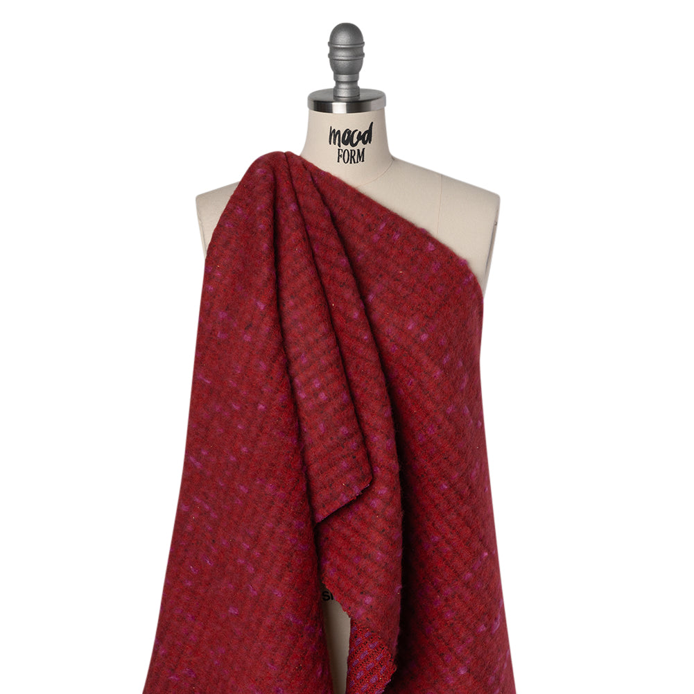 Brushed Wool Blend Tweed - Red, Burgundy and Fuchsia Plaid - Joann Fabrics