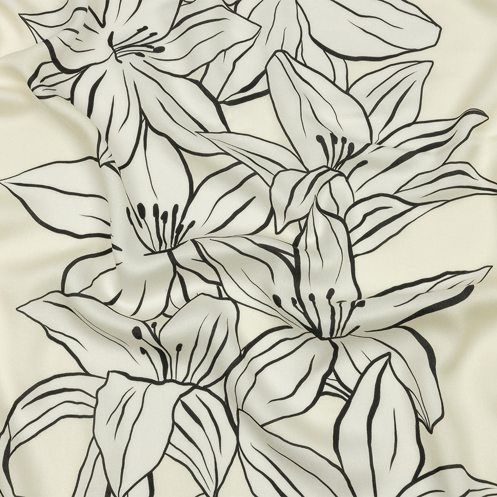 Rayon Challis - White Floral - Central Park Spring Print - Mood Exclusive Metro Collection - Joann Fabrics